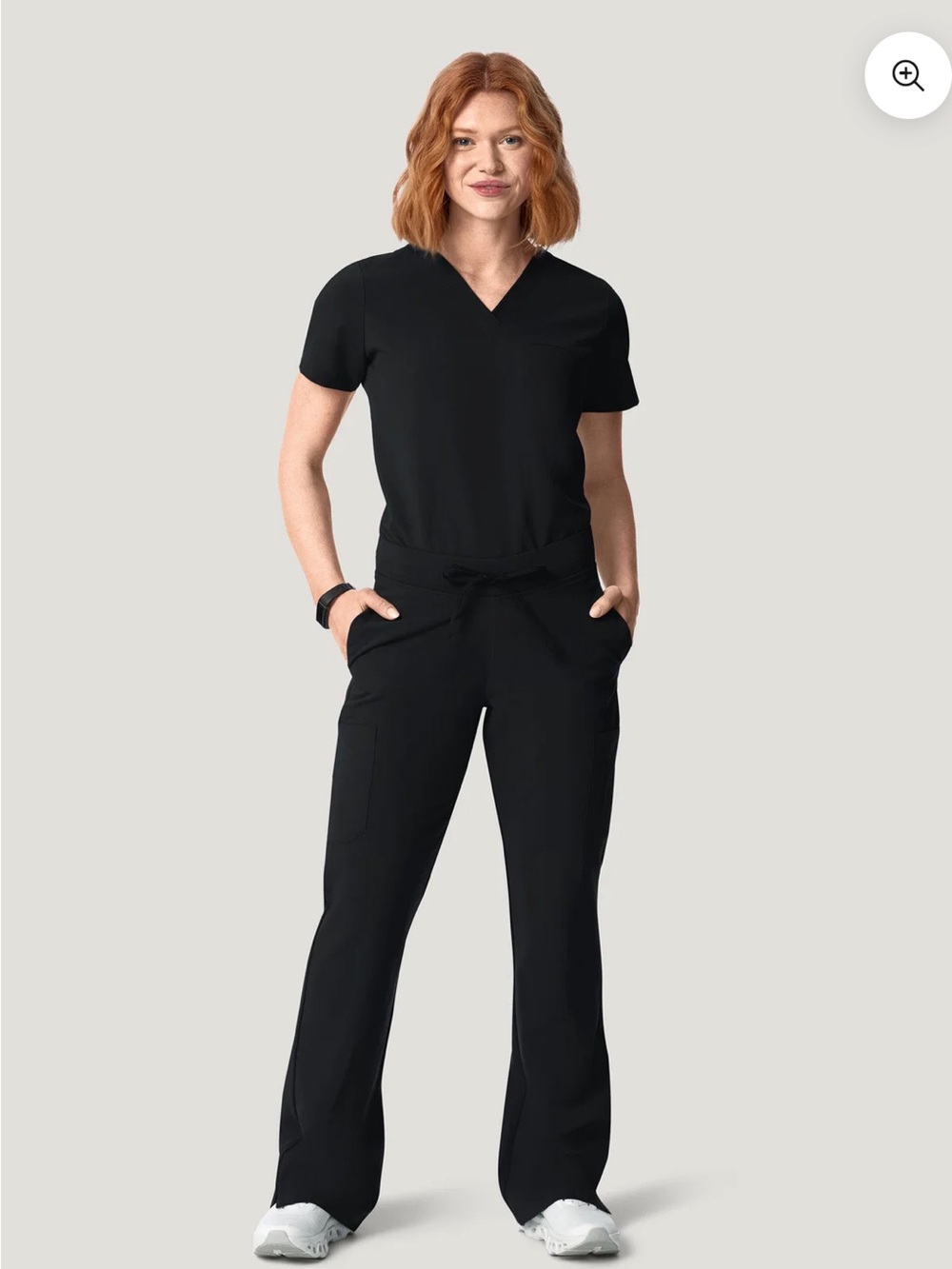 Black Mandala Set Wide Leg High Waisted Pants & One Pocket Scrub top